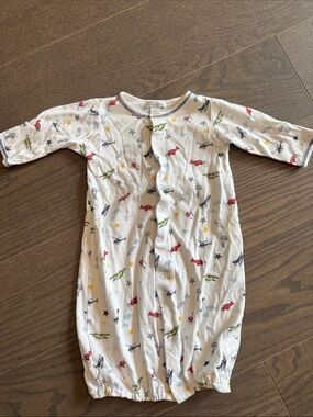 Kissy Kissy White Baby Sleep Gown with Airplane and Star Print